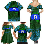Torest Trait Islands Mix Aboriginal Pattern Family Matching Summer Maxi Dress and Hawaiian Shirt