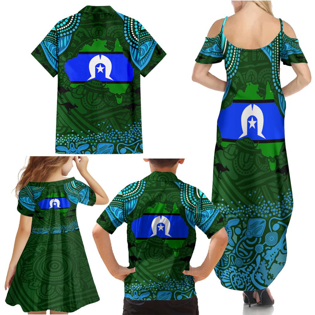 Torest Trait Islands Mix Aboriginal Pattern Family Matching Summer Maxi Dress and Hawaiian Shirt