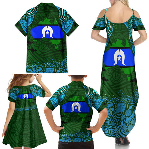 Torest Trait Islands Mix Aboriginal Pattern Family Matching Summer Maxi Dress and Hawaiian Shirt