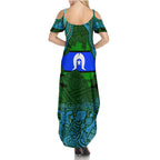 Torest Trait Islands Mix Aboriginal Pattern Family Matching Summer Maxi Dress and Hawaiian Shirt