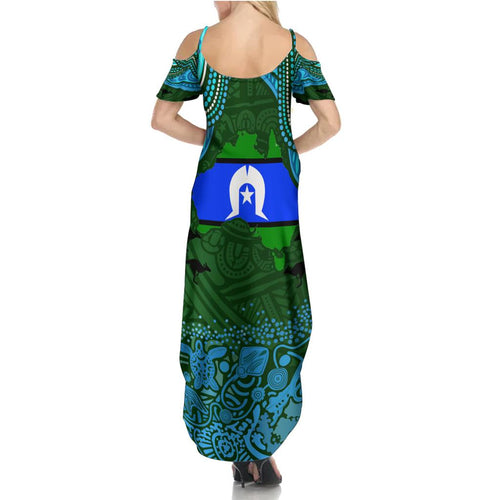 Torest Trait Islands Mix Aboriginal Pattern Family Matching Summer Maxi Dress and Hawaiian Shirt