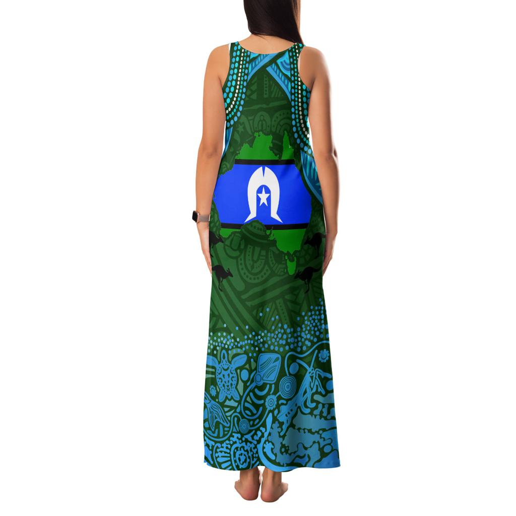 Torest Trait Islands Mix Aboriginal Pattern Family Matching Tank Maxi Dress and Hawaiian Shirt