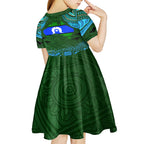 Torest Trait Islands Mix Aboriginal Pattern Kid Short Sleeve Dress