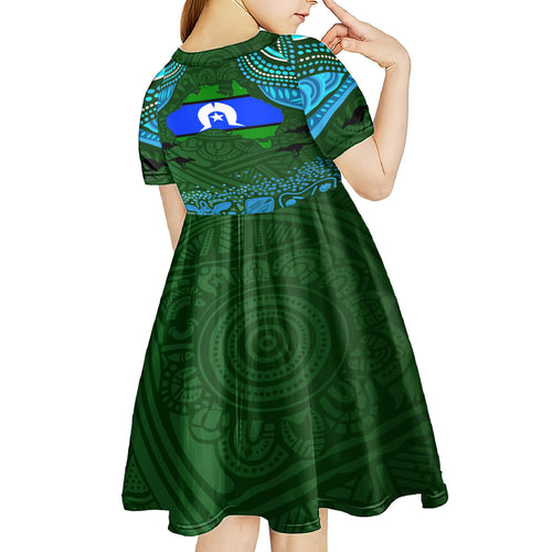 Torest Trait Islands Mix Aboriginal Pattern Kid Short Sleeve Dress