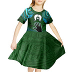 Torest Trait Islands Mix Aboriginal Pattern Kid Short Sleeve Dress