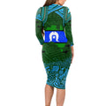 Torest Trait Islands Mix Aboriginal Pattern Long Sleeve Bodycon Dress