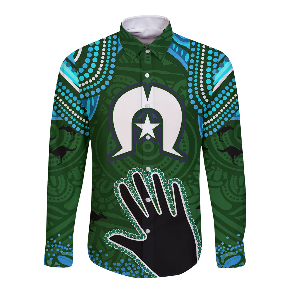 Torest Trait Islands Mix Aboriginal Pattern Long Sleeve Button Shirt