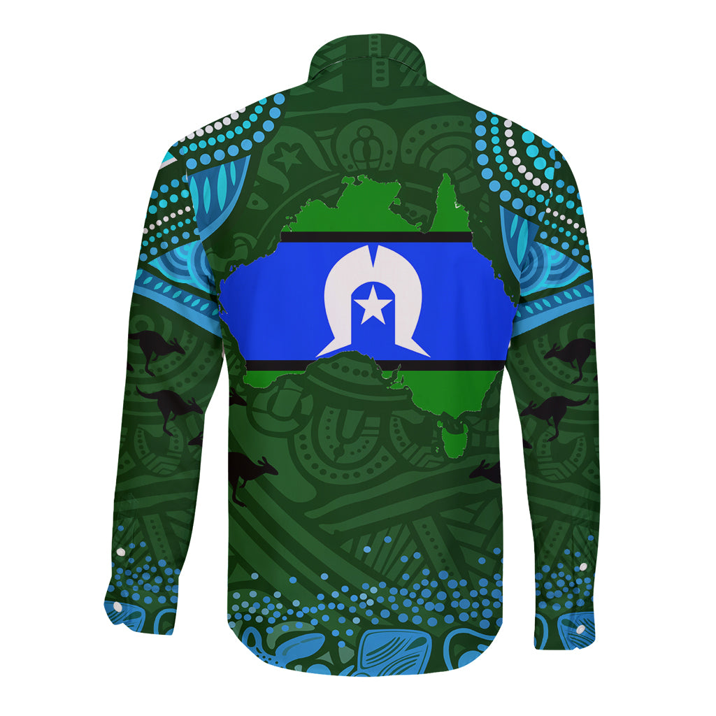 Torest Trait Islands Mix Aboriginal Pattern Long Sleeve Button Shirt