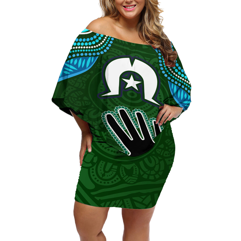Torest Trait Islands Mix Aboriginal Pattern Off Shoulder Short Dress