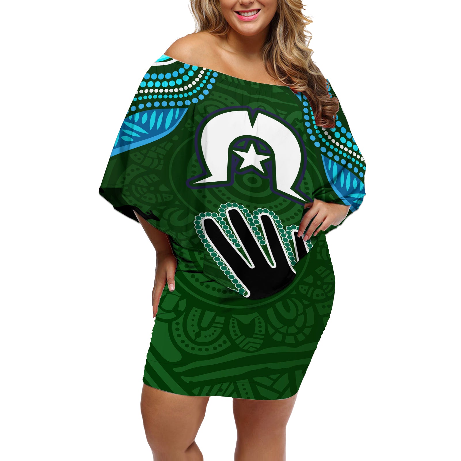 Torest Trait Islands Mix Aboriginal Pattern Off Shoulder Short Dress