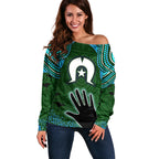 Torest Trait Islands Mix Aboriginal Pattern Off Shoulder Sweater