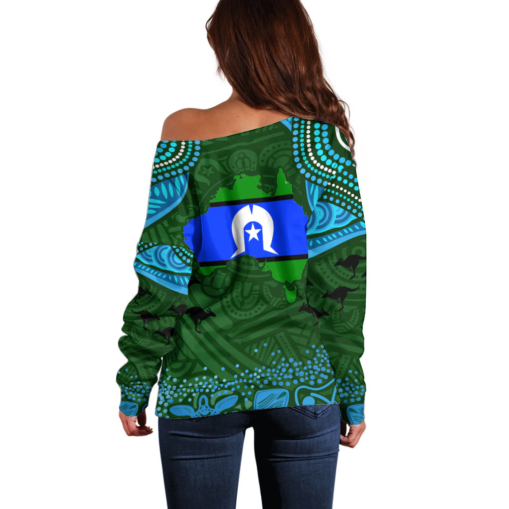 Torest Trait Islands Mix Aboriginal Pattern Off Shoulder Sweater