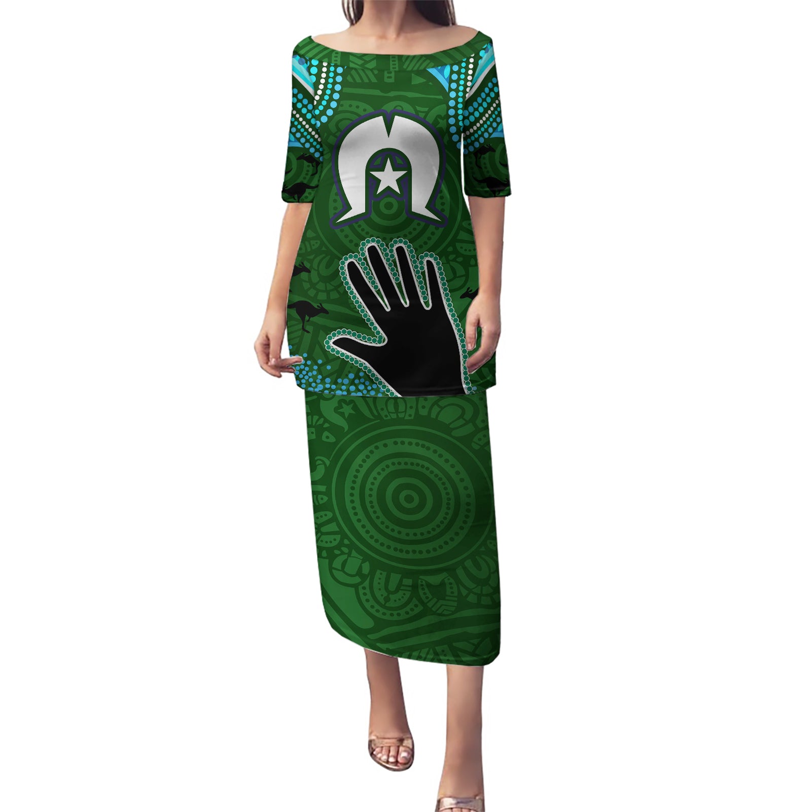 Torest Trait Islands Mix Aboriginal Pattern Puletasi