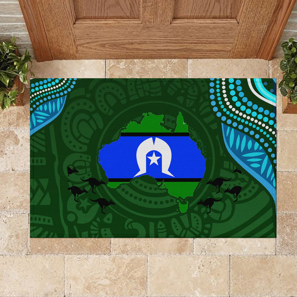 Torest Trait Islands Mix Aboriginal Pattern Rubber Doormat