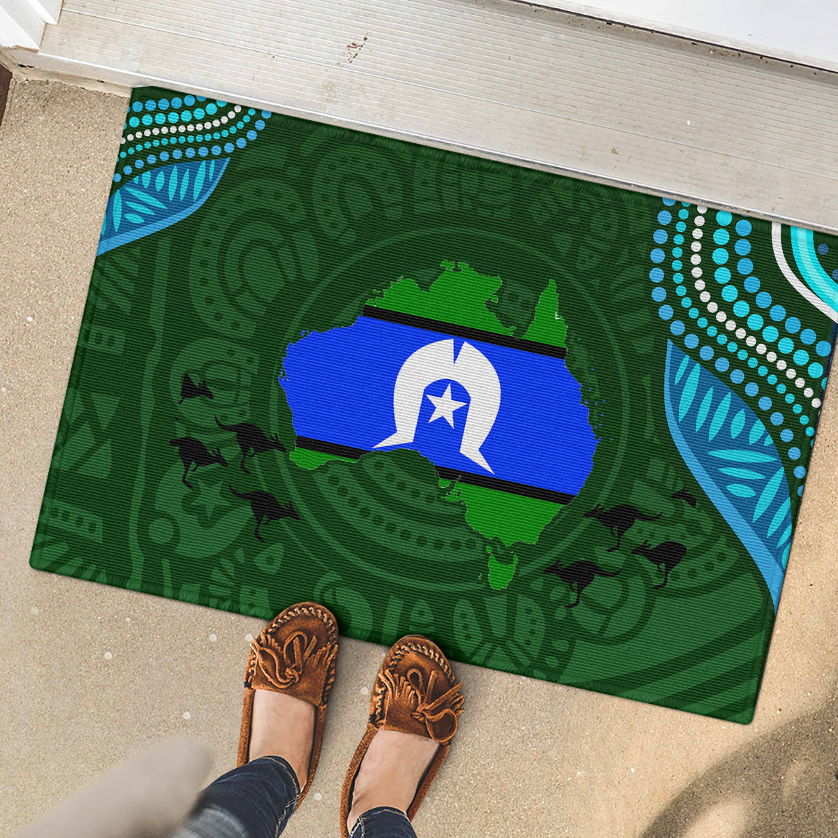 Torest Trait Islands Mix Aboriginal Pattern Rubber Doormat