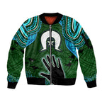 Torest Trait Islands Mix Aboriginal Pattern Sleeve Zip Bomber Jacket