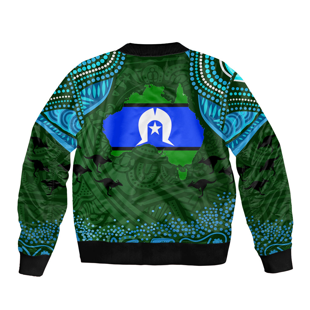 Torest Trait Islands Mix Aboriginal Pattern Sleeve Zip Bomber Jacket