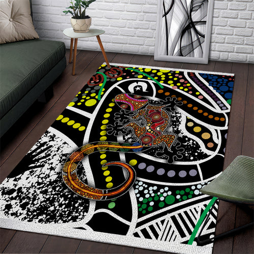 Aboriginal Lizzard Pattern Dot Art Area Rug