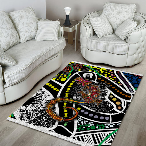 Aboriginal Lizzard Pattern Dot Art Area Rug