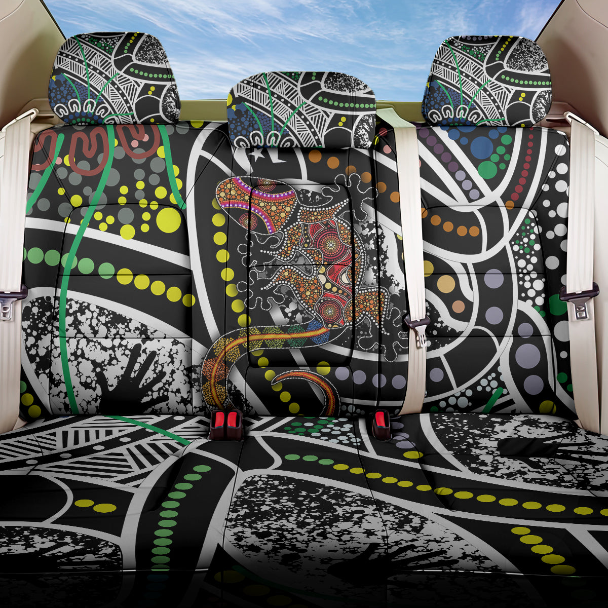 Aboriginal Lizzard Pattern Dot Art Back Car Seat Cover