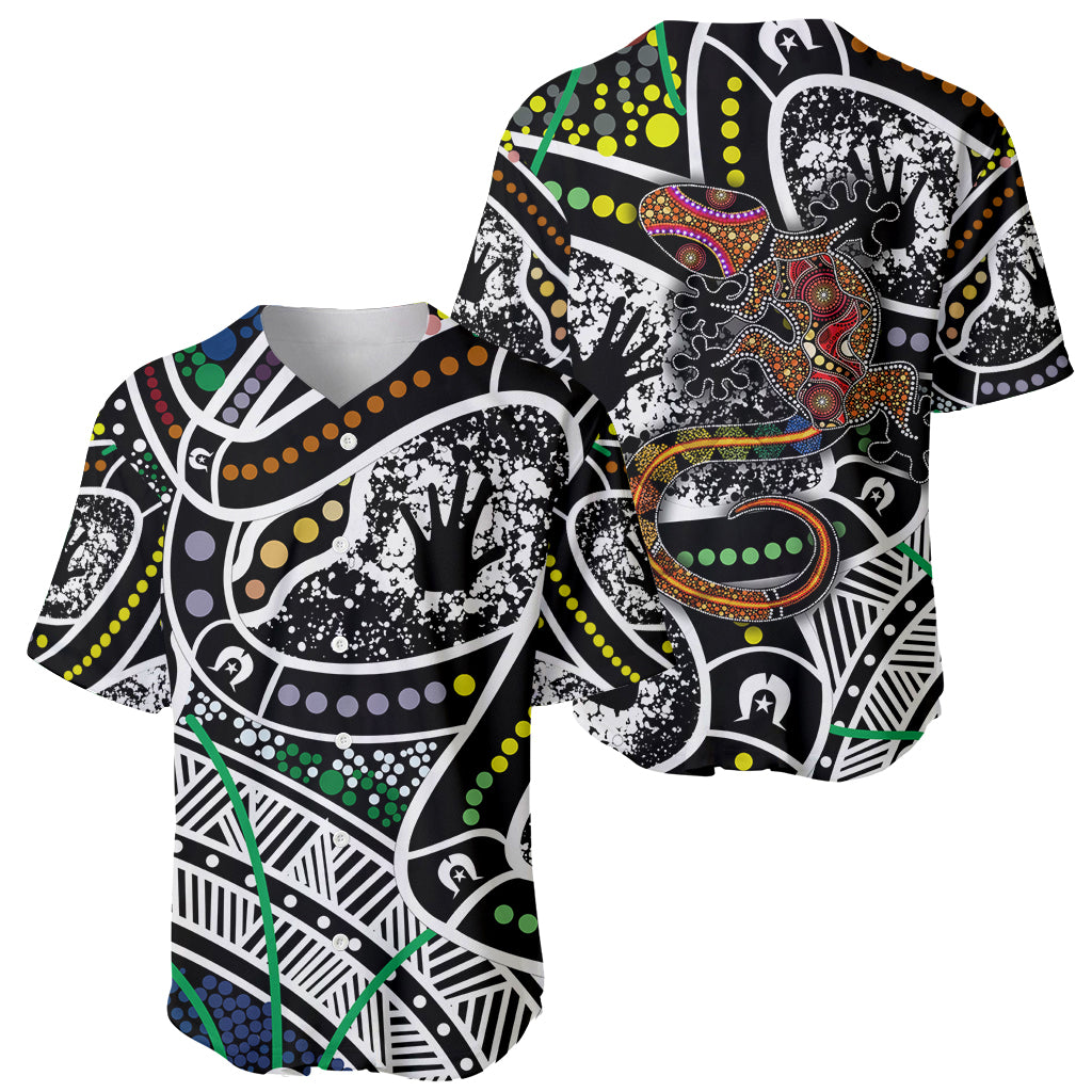 Aboriginal Lizzard Pattern Dot Art Baseball Jersey