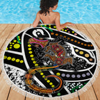 Aboriginal Lizzard Pattern Dot Art Beach Blanket