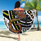 Aboriginal Lizzard Pattern Dot Art Beach Blanket