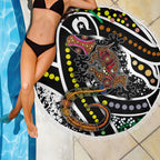 Aboriginal Lizzard Pattern Dot Art Beach Blanket