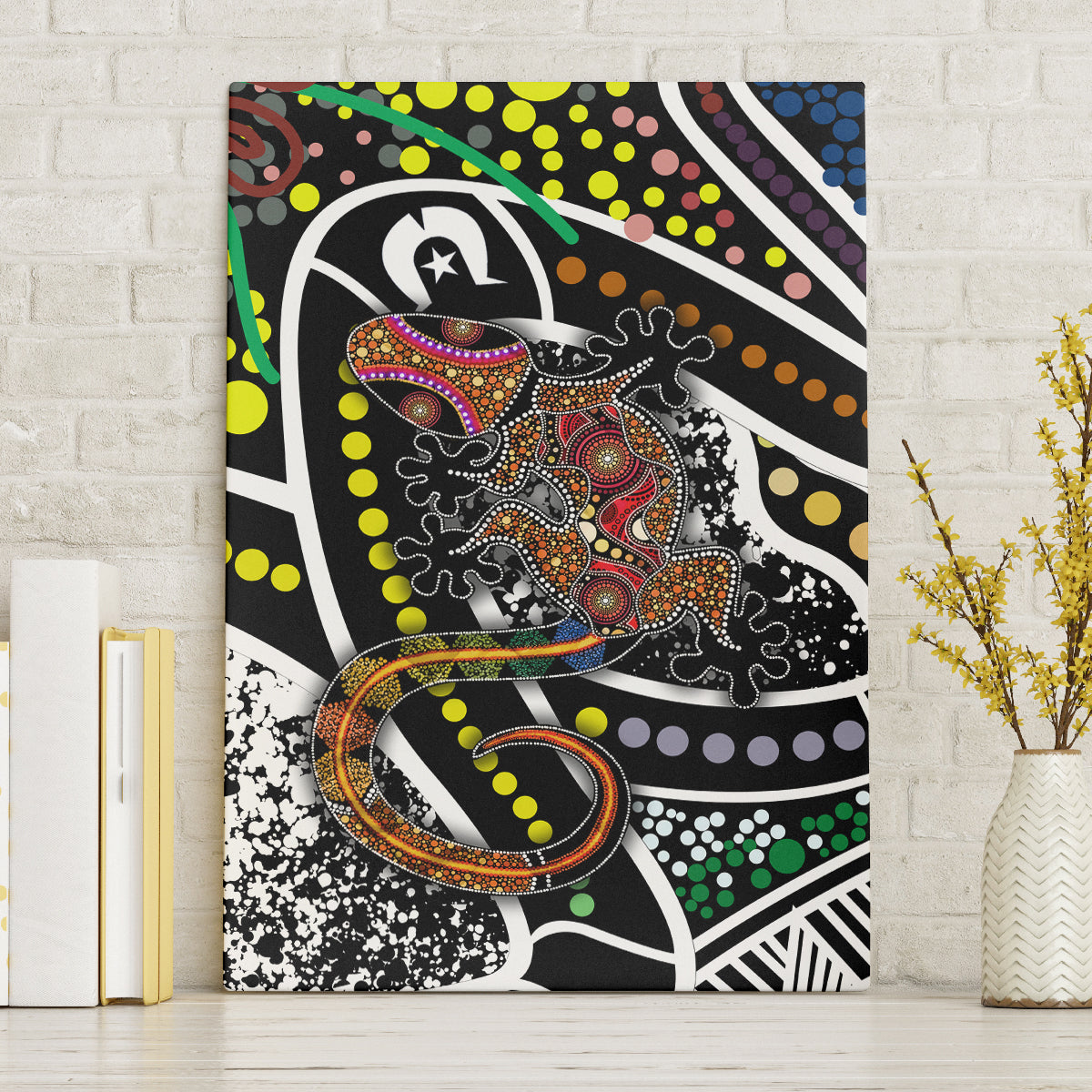 Aboriginal Lizzard Pattern Dot Art Canvas Wall Art
