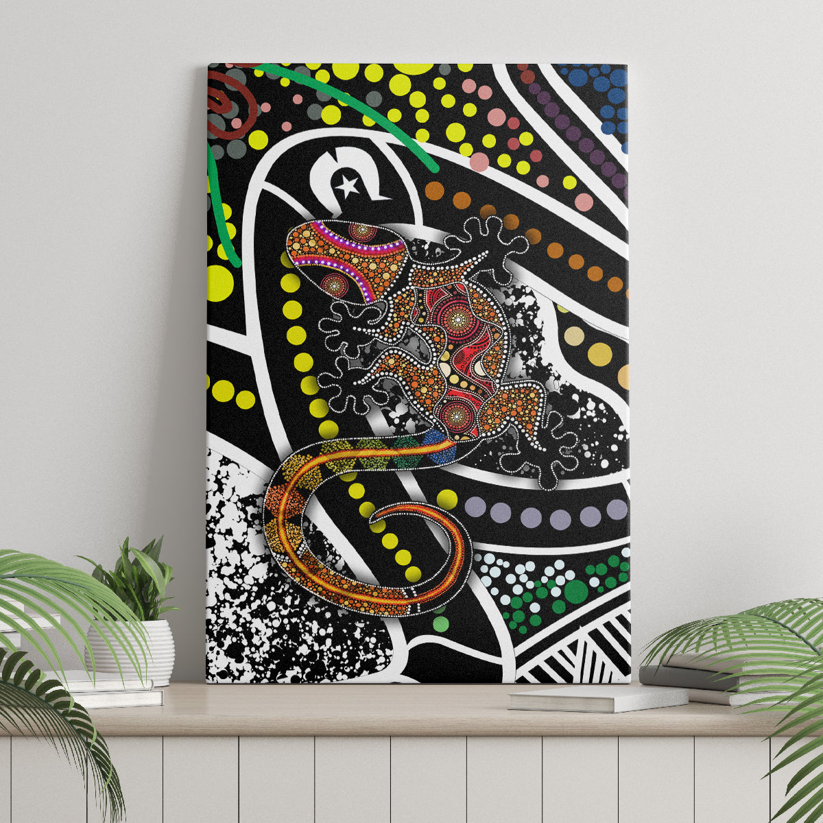 Aboriginal Lizzard Pattern Dot Art Canvas Wall Art