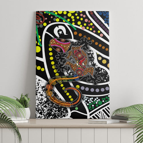Aboriginal Lizzard Pattern Dot Art Canvas Wall Art