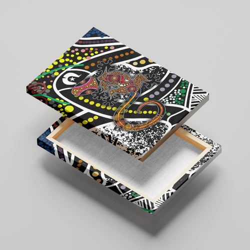 Aboriginal Lizzard Pattern Dot Art Canvas Wall Art