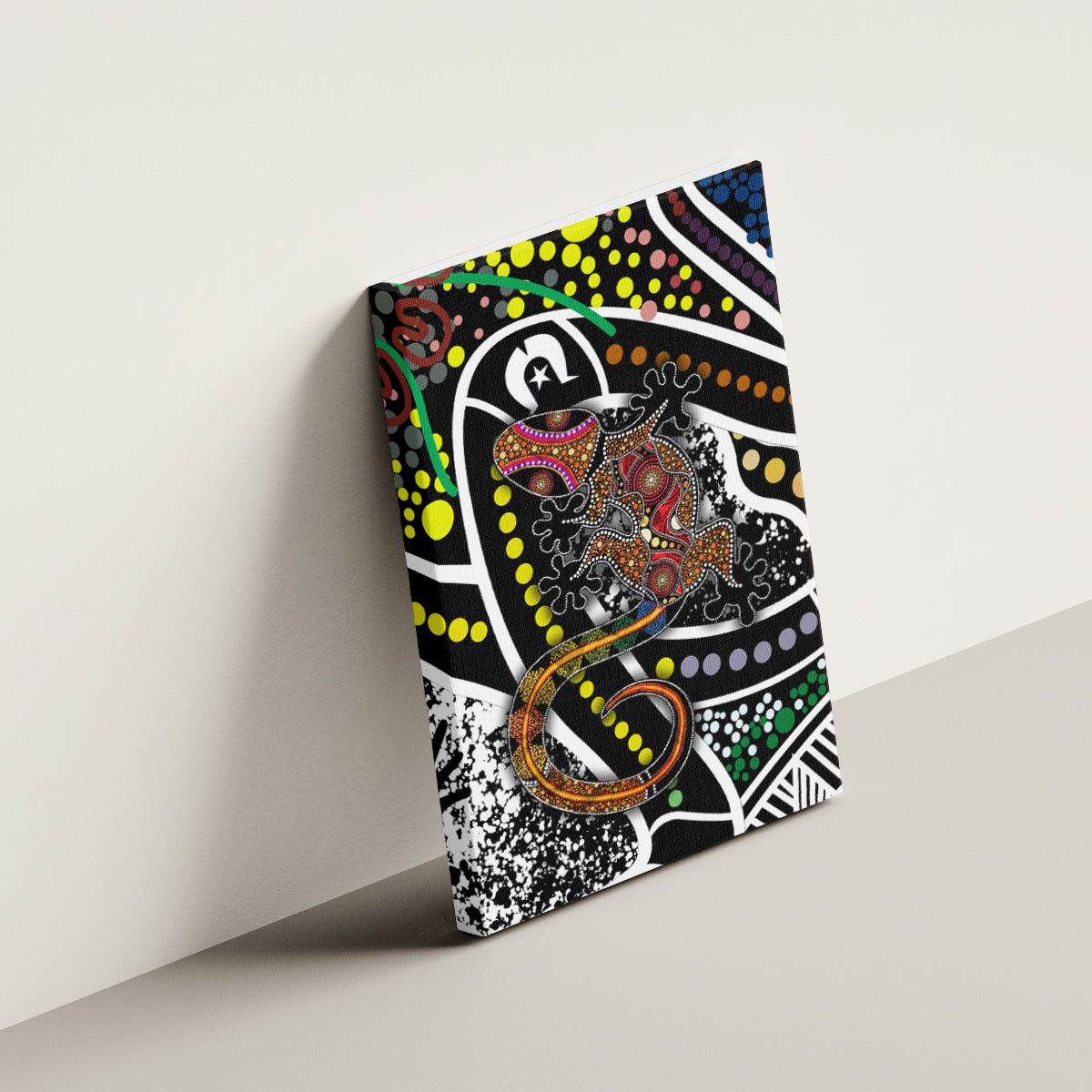 Aboriginal Lizzard Pattern Dot Art Canvas Wall Art