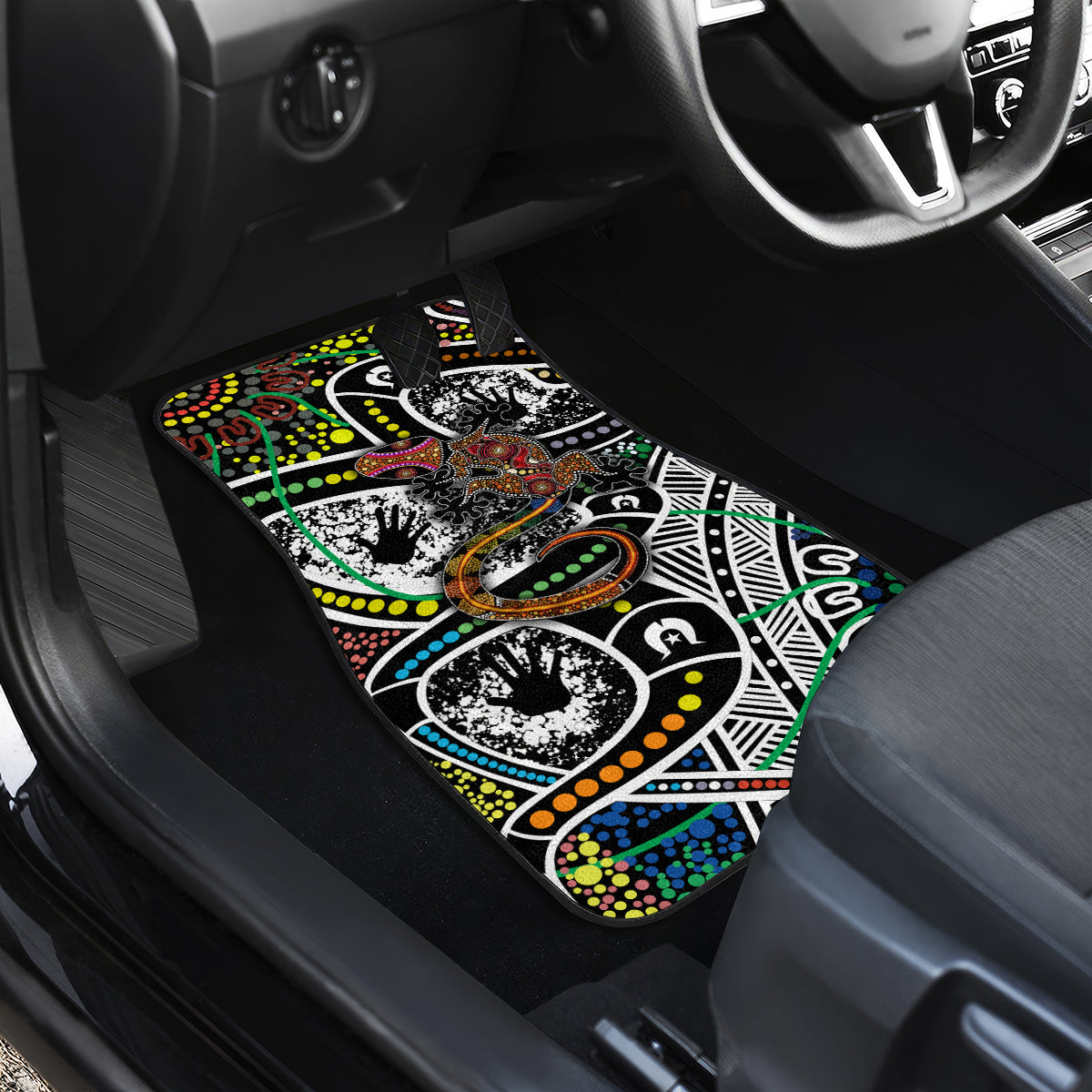 Aboriginal Lizzard Pattern Dot Art Car Mats