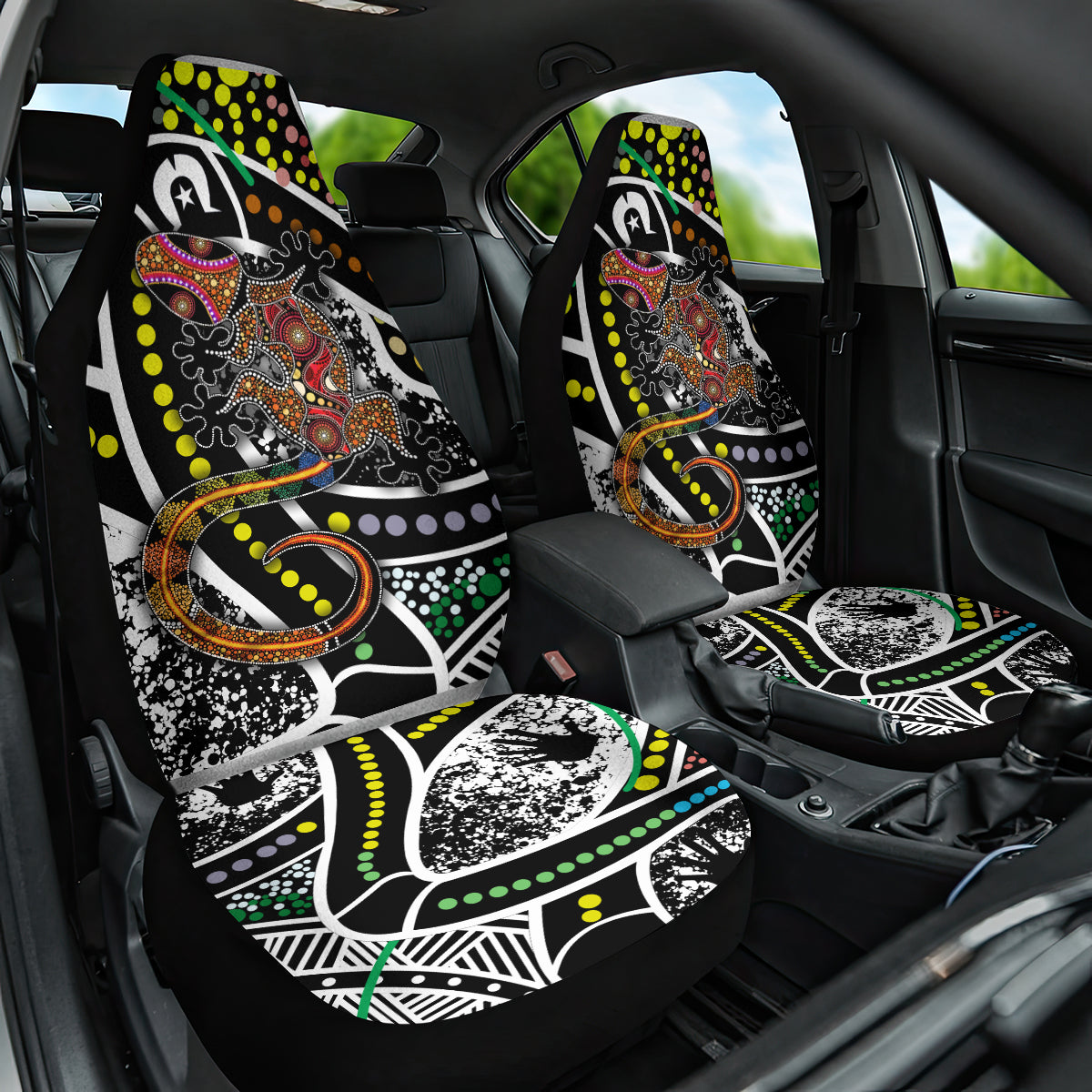 Aboriginal Lizzard Pattern Dot Art Car Seat Cover