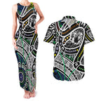 Aboriginal Lizzard Pattern Dot Art Couples Matching Tank Maxi Dress and Hawaiian Shirt