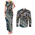 Aboriginal Lizzard Pattern Dot Art Couples Matching Tank Maxi Dress and Long Sleeve Button Shirt