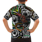 Aboriginal Lizzard Pattern Dot Art Family Matching Long Sleeve Bodycon Dress and Hawaiian Shirt