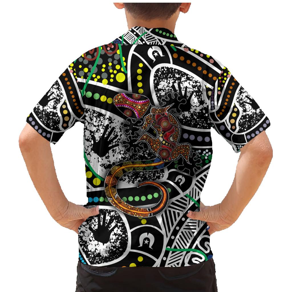 Aboriginal Lizzard Pattern Dot Art Family Matching Mermaid Dress and Hawaiian Shirt