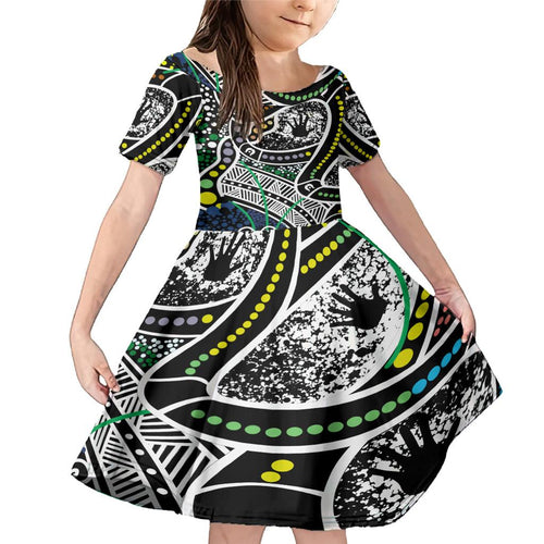 Aboriginal Lizzard Pattern Dot Art Family Matching Mermaid Dress and Hawaiian Shirt