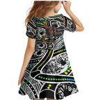 Aboriginal Lizzard Pattern Dot Art Family Matching Mermaid Dress and Hawaiian Shirt