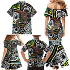 Aboriginal Lizzard Pattern Dot Art Family Matching Mermaid Dress and Hawaiian Shirt