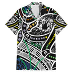 Aboriginal Lizzard Pattern Dot Art Family Matching Mermaid Dress and Hawaiian Shirt
