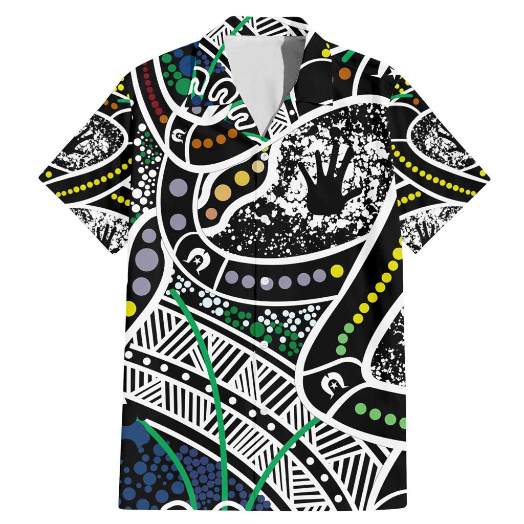 Aboriginal Lizzard Pattern Dot Art Family Matching Mermaid Dress and Hawaiian Shirt