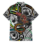 Aboriginal Lizzard Pattern Dot Art Family Matching Mermaid Dress and Hawaiian Shirt