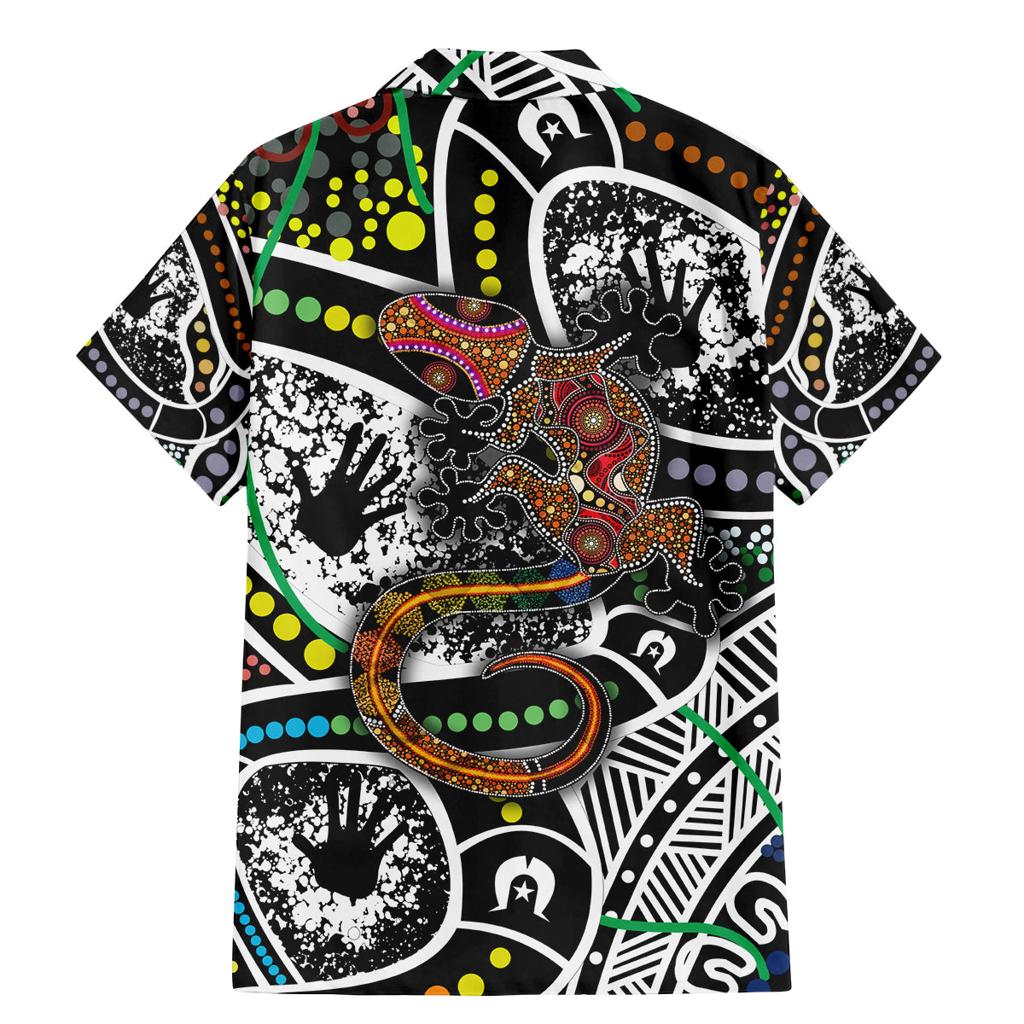 Aboriginal Lizzard Pattern Dot Art Family Matching Mermaid Dress and Hawaiian Shirt