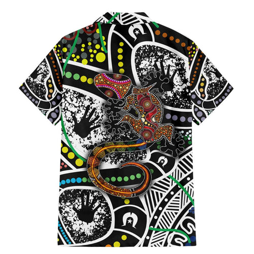 Aboriginal Lizzard Pattern Dot Art Family Matching Mermaid Dress and Hawaiian Shirt