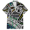 Aboriginal Lizzard Pattern Dot Art Family Matching Off Shoulder Long Sleeve Dress and Hawaiian Shirt