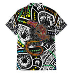 Aboriginal Lizzard Pattern Dot Art Family Matching Off Shoulder Long Sleeve Dress and Hawaiian Shirt