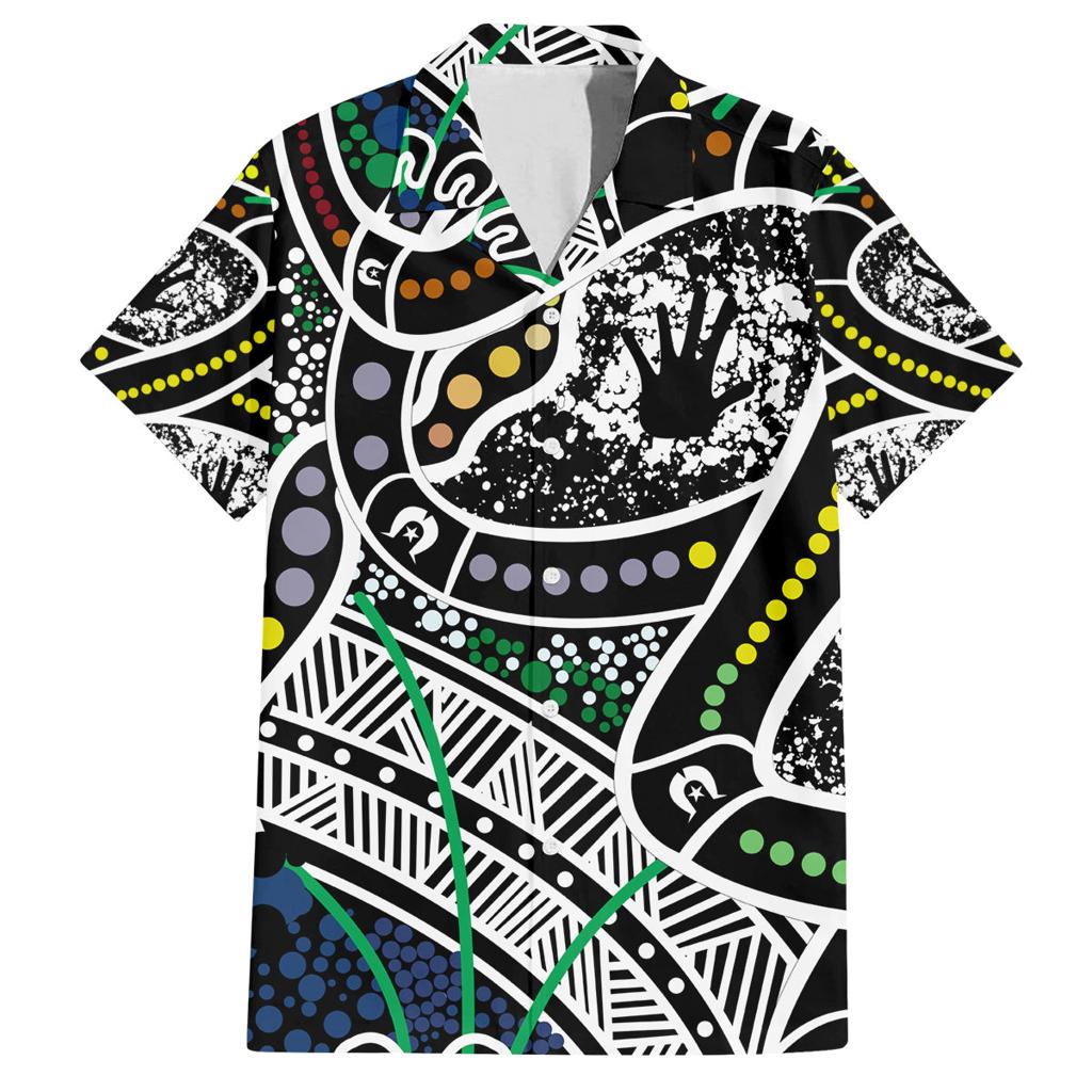Aboriginal Lizzard Pattern Dot Art Family Matching Off Shoulder Maxi Dress and Hawaiian Shirt